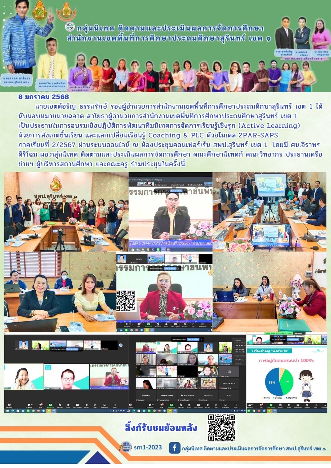 พิธีเปิดการอบรมเชิงปฏิบัติการพัฒนาทีมนิเทศการจัดการเรียนรู้เชิงรุก (Active Learning)