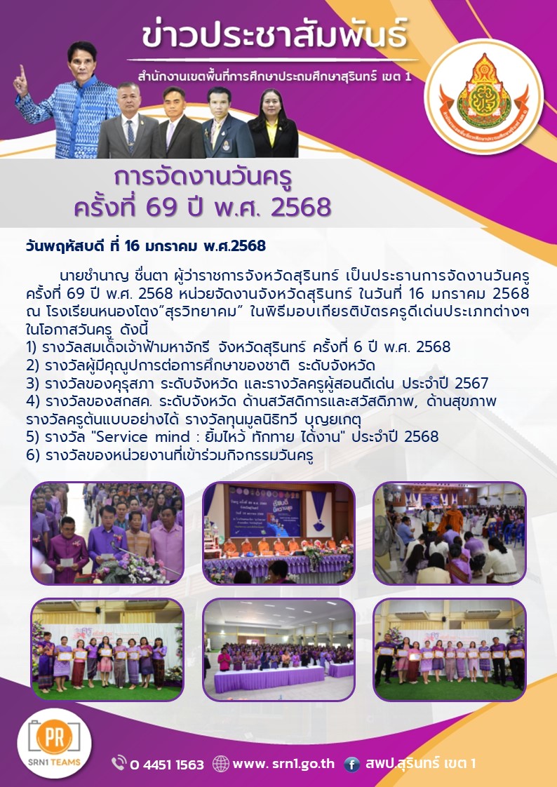 การจัดกิจกรรมวันครู ครั้งที่ 69 ปี พ.ศ.2568