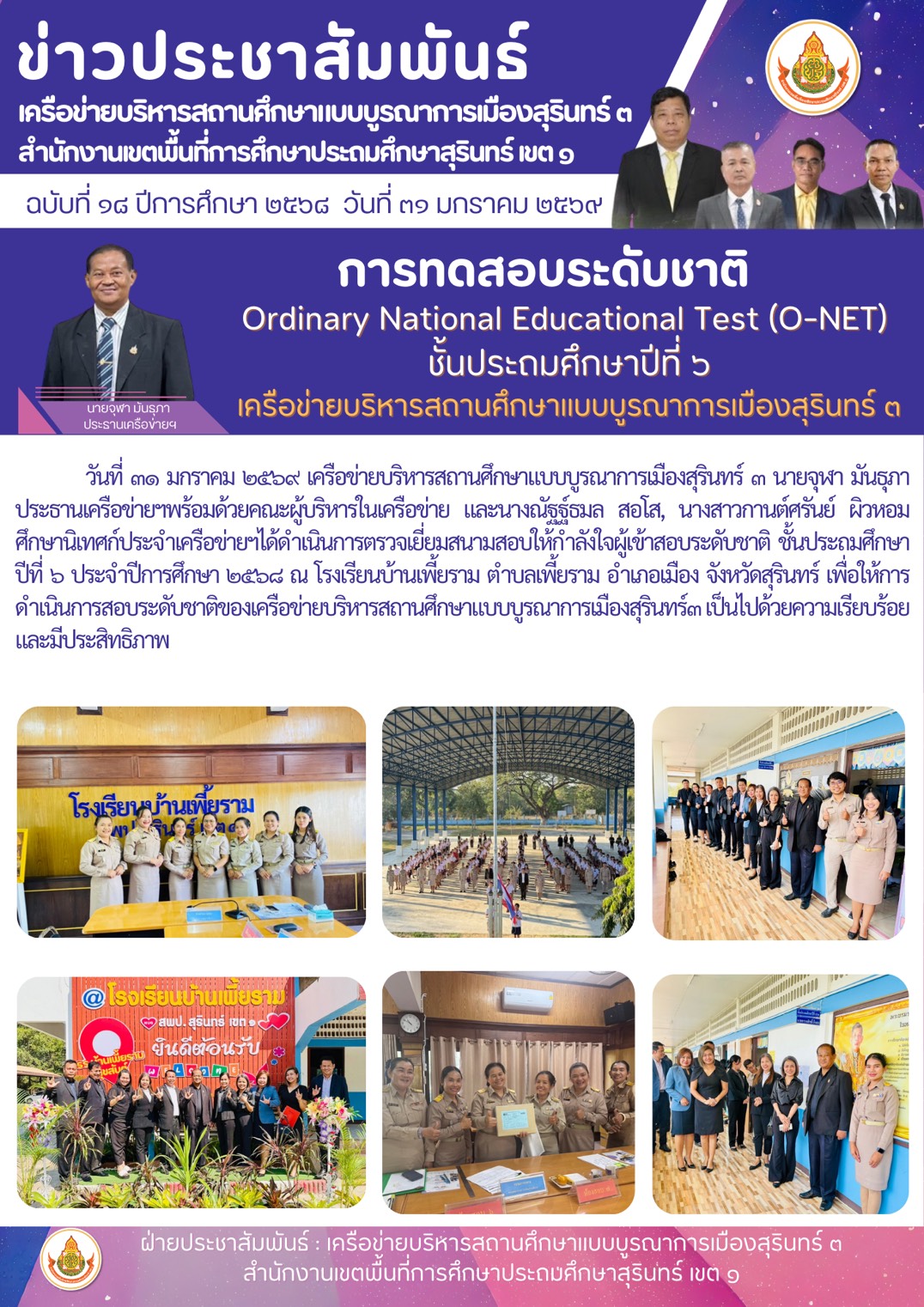 การทดสอบระดับชาติ O-NET ชั้นประถมศึกษาปีที่ 6 ปีการศึกษา 2568